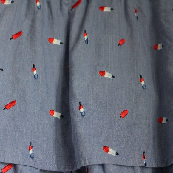 Cat & Jack Girls Red White Blue Bomb Pop Popsicle Chambray Skirt Tiered 10/12 L - Picture 3 of 8